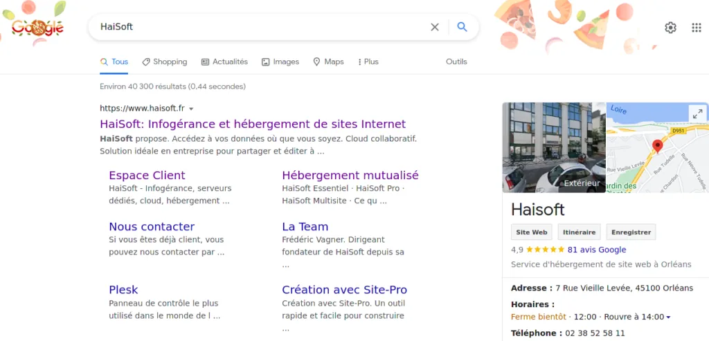 Ejemplo del posicionamiento del sitio de HaiSoft
