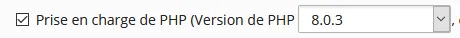Selección de la versión de PHP 8.0 en Plesk Obsidian